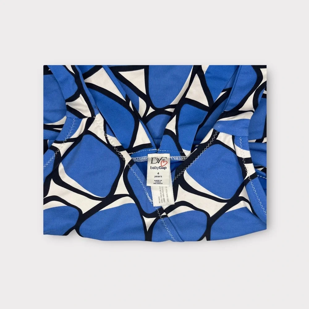 Diane Von Furstenberg DVF x GAP Blue & White Geo Shape Peplum Swimsuit